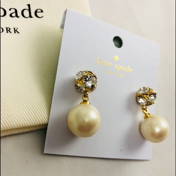 New! Kate Spade Pearl and Crystal Drop Earrings - Picture 6 of 6